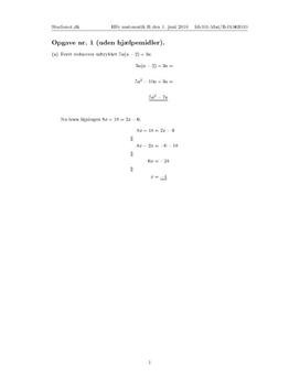 Opgave 1 Matematik HF B juni 2010 (3.116)