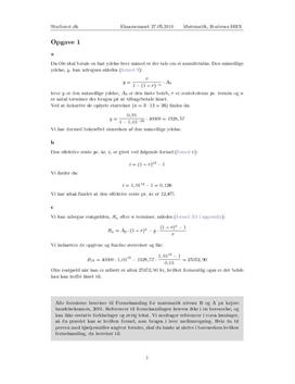 Opgave 1 med hjælpemidler i matematik HHX B-niveau eksamen. Maj 2010.