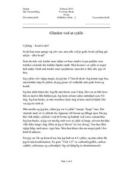 Essay - Glæden ved at cykle