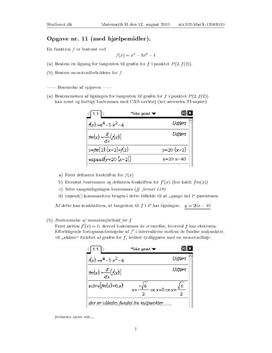 Opgave 11 Matematik STX A August 2010 (9.145)