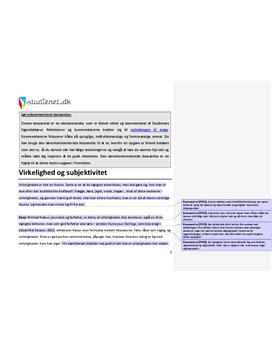 Virkelighed og subjektivitet - Lærerkommenteret 12'er besvarelse