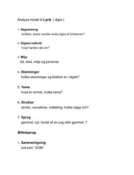 Analysemodel, til lyrik