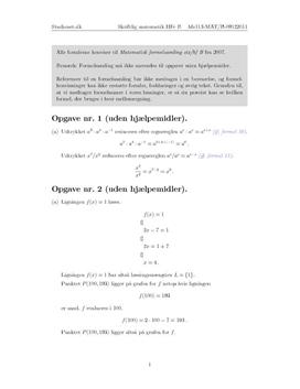 Opgaver uden hjælpemidler Matematik HF B december 2011