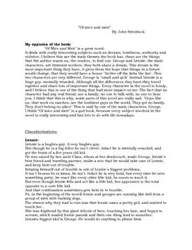”Of mice and men”   By John Steinbeck
