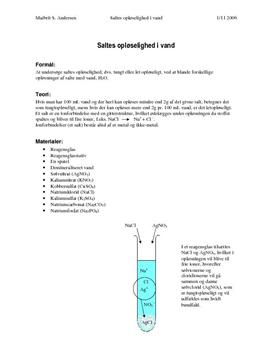 Letopløselige Saltes fældningsreaktioner (AgNO3 og NaCl mm.)