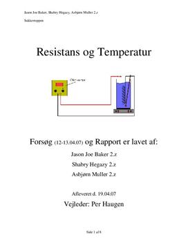 Resistanstemperaturkoefficient for kobber, konstantan og kanthal