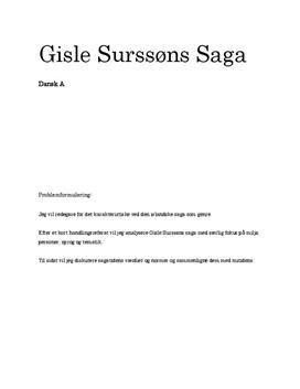 Gisle Surssøns Saga og sagaen som genre