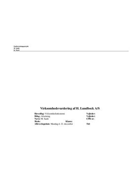 SOP om H. Lundbeck A/S i Virksomhedsøkonomi A og Afsætning B