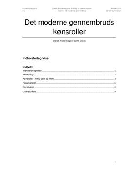 Større opgave i Dansk om det moderne gennembruds kønsroller