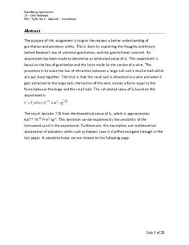 SRP om Gravitationskonstanten i Matematik A og Fysik B