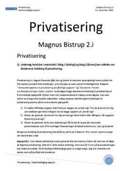 Danskernes holdning til privatisering | Samfundsfag A