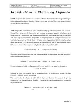Aktivt Chlor i Klorin - Rapport i Kemi