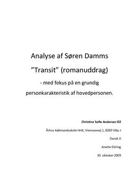 Analyse af Romanuddrag fra "Transit" af Søren Damm