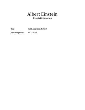 SOP om Einsteins Relativitetsteori i Fysik A og Idéhistorie B