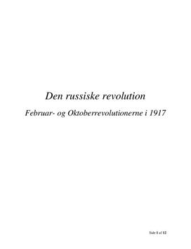 Den Russiske Revolution 1917 | Oktoberrevolutionen