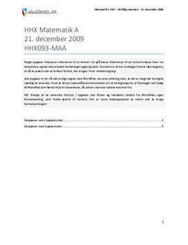 HHX Matematik A 2009 21. december - Vejledende besvarelse