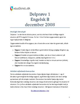 Delprøve 1 Engelsk B Dec 2008 (STX) - Vejledende Besvarelse