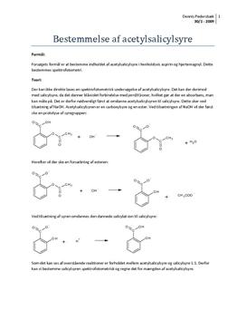 Bestemmelse af Acetylsalicylsyre via Spektrofotometri