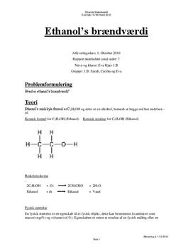 Ethanols brændværdi | Naturvidenskabeligt grundforløb