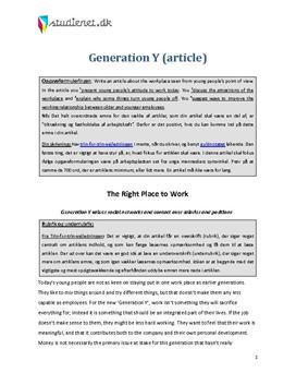 Article about the workplace seen from young people's point of view (Generation Y)
