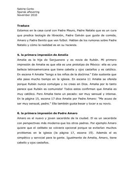 El crimen del padre Amaro | Oversættelse og spørgsmål | Spansk A