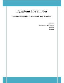 SRP om Ægyptens Pyramider i Matematik A og Historie A