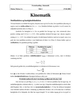 Kinematik formler