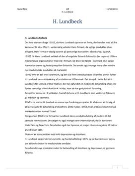 H. Lundbeck | Virksomhedsbeskrivelse