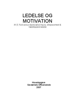 Ledelse og motivation | Hovedopgave
