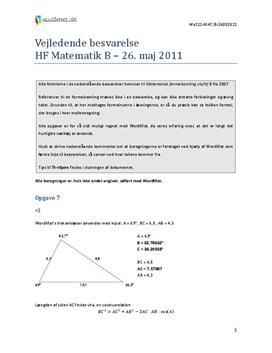 HF Matematik B 26. maj 2011 - Delprøven med hjælpemidler