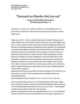 Analyse af Den danske sommer af Thøger Larsen