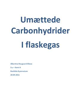 Umættede carbonhydrider i flaskegas - Rapport i Kemi