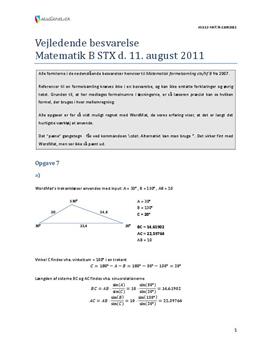 STX Matematik B august 2011 | Med hjælpemidler