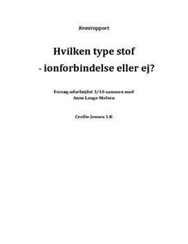 Ionforbindelser i kemien - Rapport om Elektronparbindinger