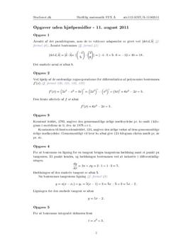 Stx Matematik A 11. august 2011 | Uden hjælpemidler