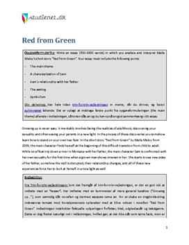 Analytical Essay om "Red from Green"