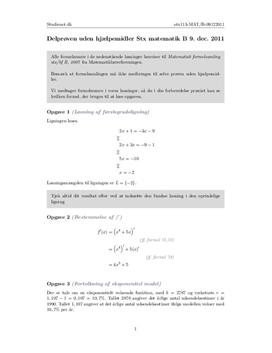 STX Matematik B 9. dec. 2011 | Uden hjælpemidler