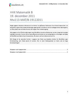 HHX Matematik B 2011 19. december - Vejledende besvarelse