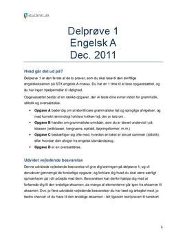 Engelsk A - Delprøve 1 December 2011 (STX) - Vejledende Besvarelse
