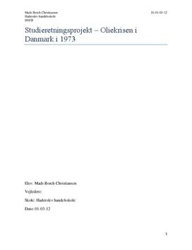 SOP: Oliekrisen i Danmark i 1973 i IØ og Historie