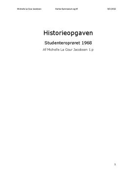 Studenteroprøret 1968 - Historieopgave