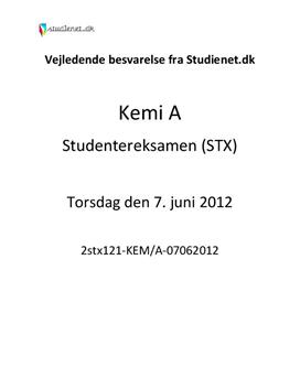STX Kemi A Eksamen 7. juni 2012 - Vejledende besvarelse