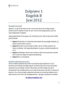 STX Delprøve 1 Engelsk B Juni 2012 - Vejledende Besvarelse
