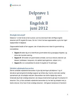 Delprøve 1 Engelsk B Juni 2012 (HF) - Vejledende Besvarelse
