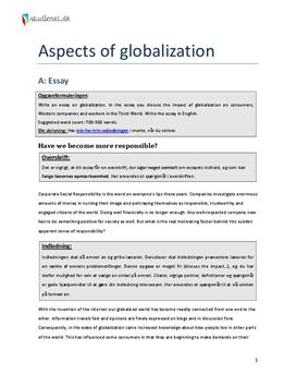 Aspects of Globalization: Essay + E-mail: Eksempel på Besvarelse