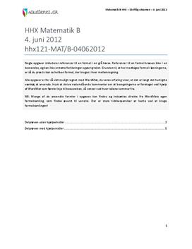 HHX Matematik B 2012 4. juni - Vejledende besvarelse