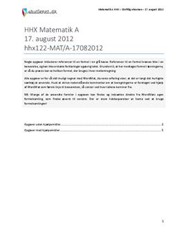 HHX Matematik A 2012 17. august - Vejledende besvarelse