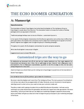 Manuscript og E-mail om "The Echo Boomer Generation"