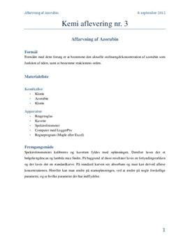 Affarvning af Azorubin - Rapport om Reaktionskinetik