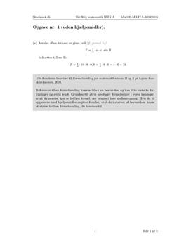 HHX Matematik A August 2010 - Opgaver uden Hjælpemidler